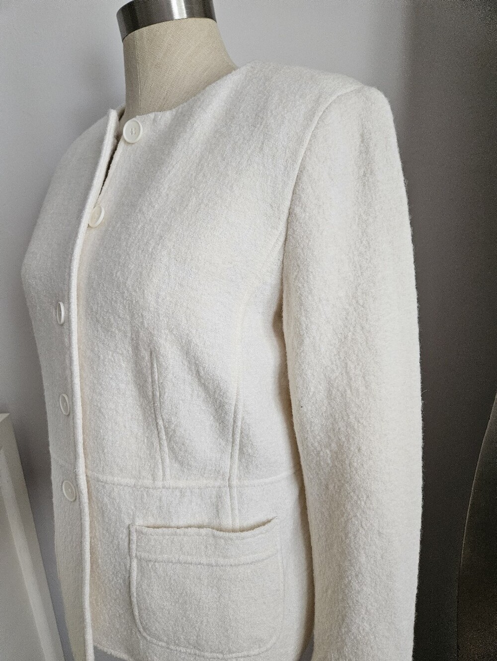 NWOT TALBOTS Feminine Boiled Wool Winter White Jacket | SZ 8P - Picture 8 of 14